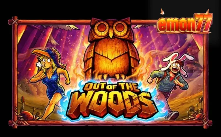 Tampilan visual slot Out of the Woods dengan elemen hutan dan karakter hewan yang lucu
