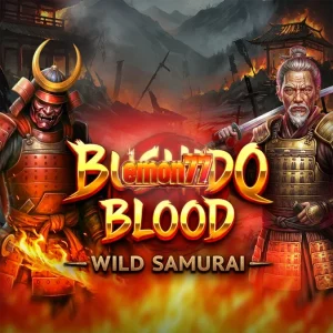 Tampilan visual slot Bushido Blood dengan latar belakang pegunungan Jepang